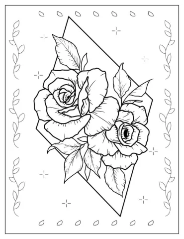 Abstract Rose Drawing To Color