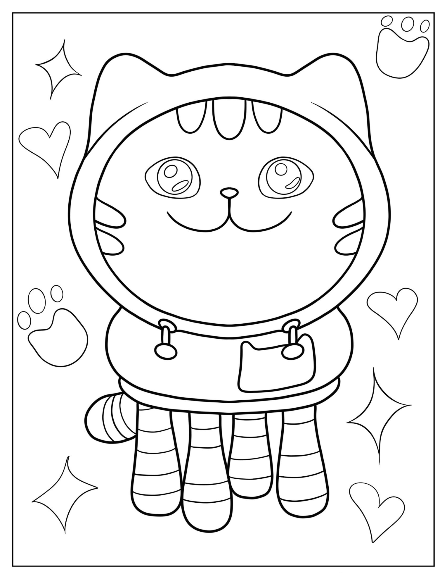 Kawaii DJ Catnip Coloring In For Kids