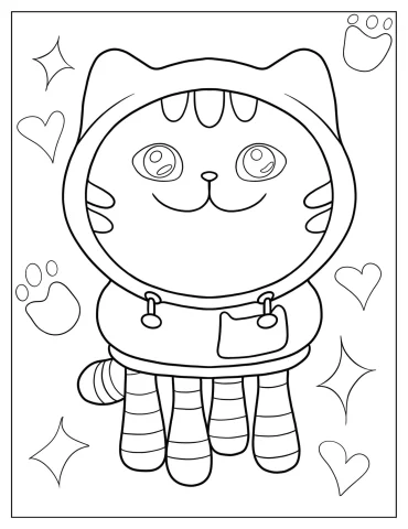 Kawaii DJ Catnip Coloring In For Kids