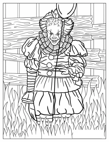 Realistic It Pennywise Halloween Coloring Sheet
