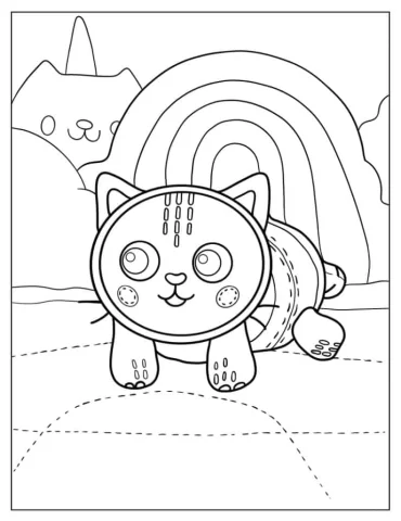 Cute Pillow Cat Outline For Kids