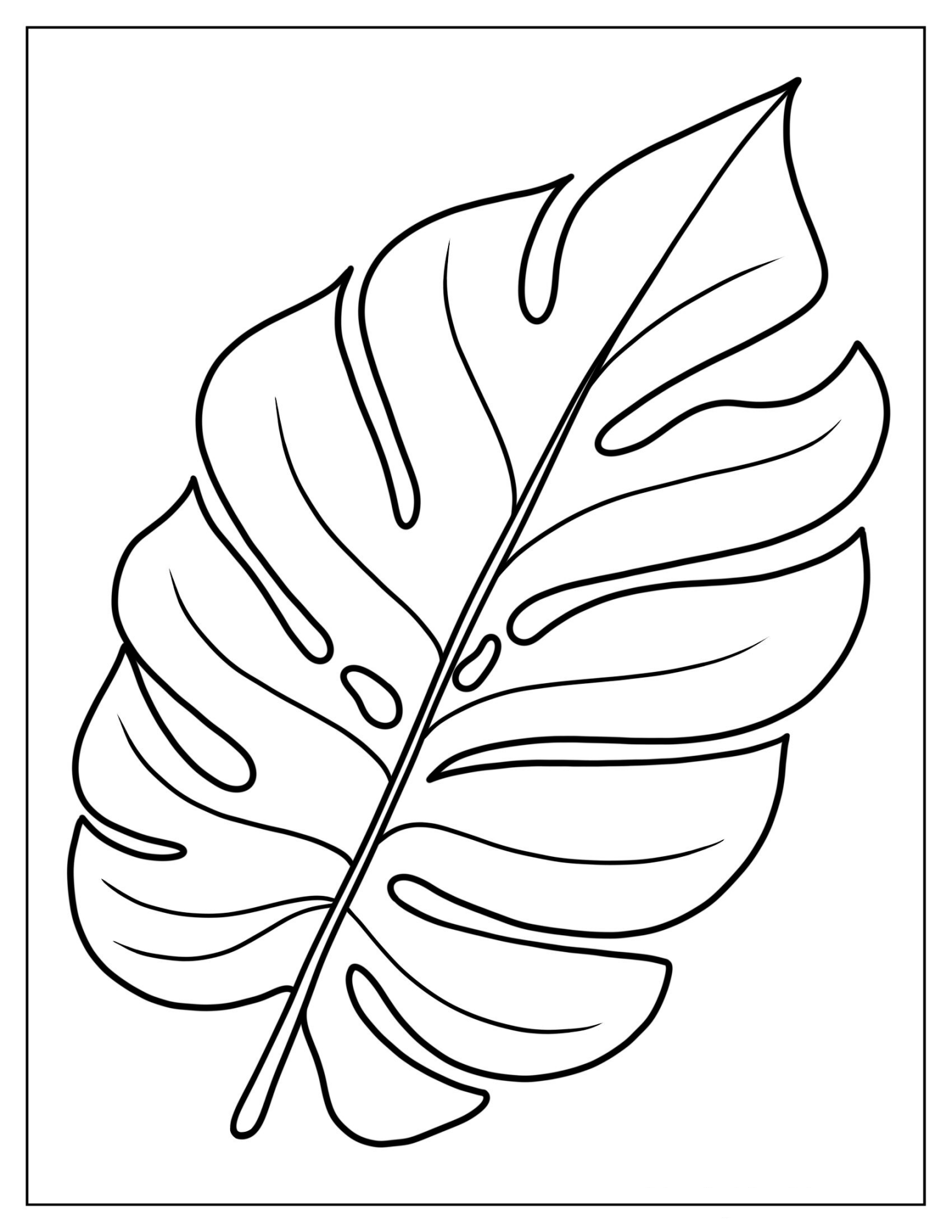 Monstera Tropical Leaf To Color