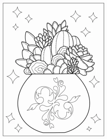 Modern Succulent Plant Coloring Sheet