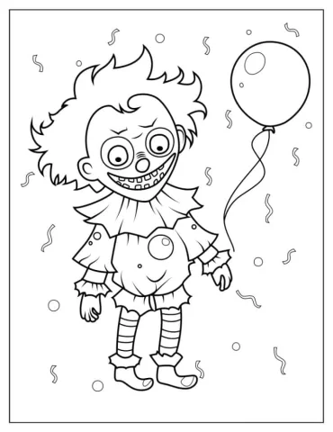 Simple Outline of Halloween Clown