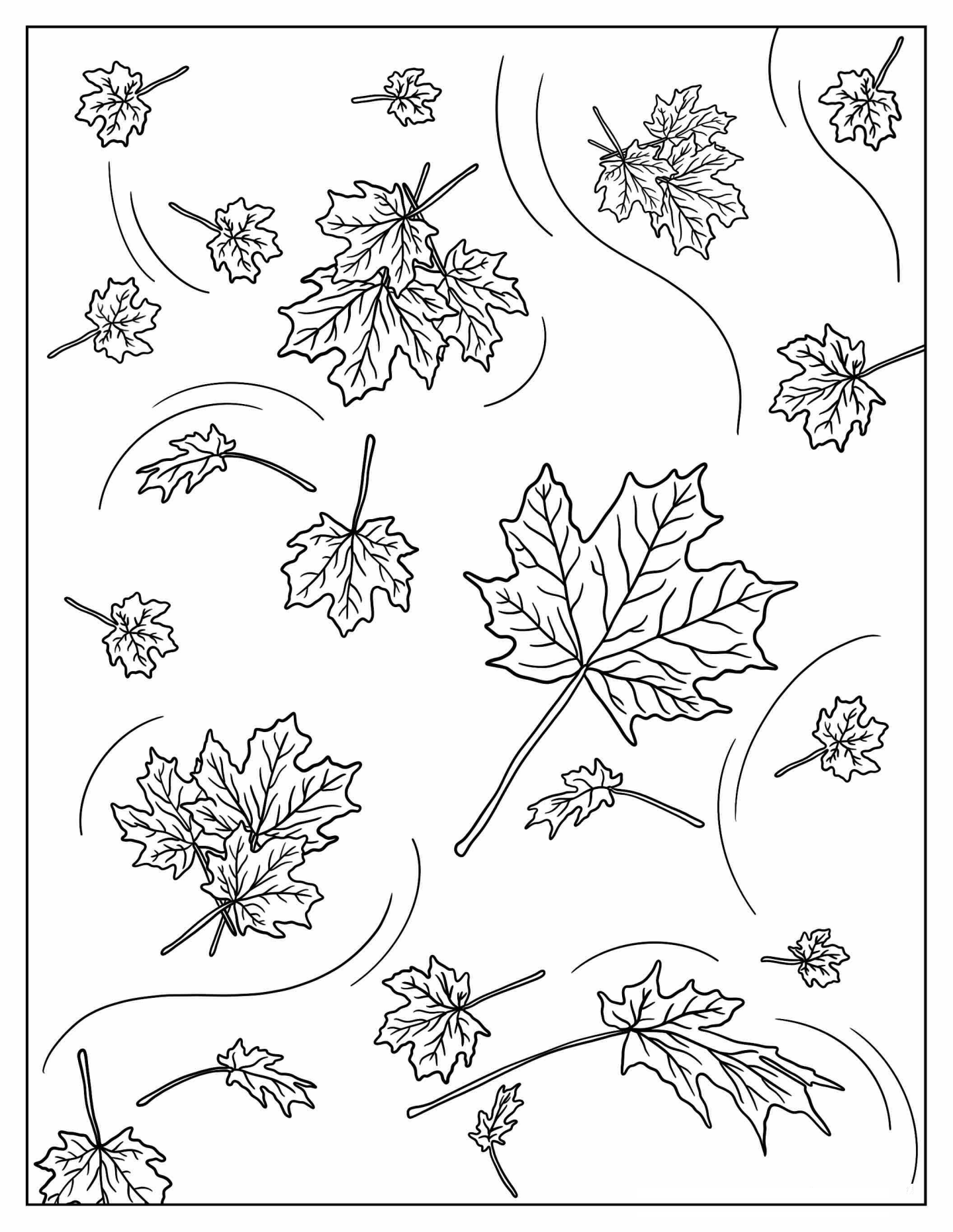 Fall Leaves Being Blown In The Wind