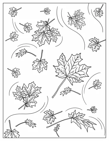 Fall Leaves Being Blown In The Wind