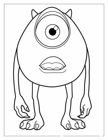 Simple Outline Of Mike Wazowski Coloring Page