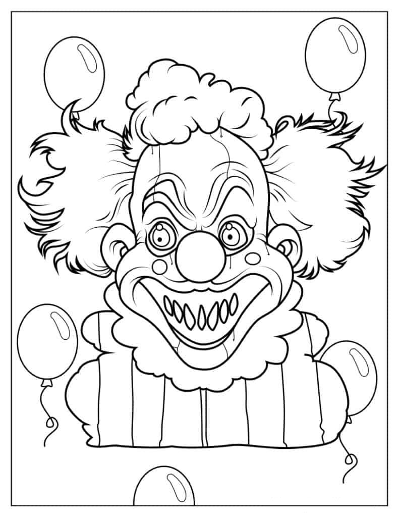 Halloween Clown with Scary Smile to Color