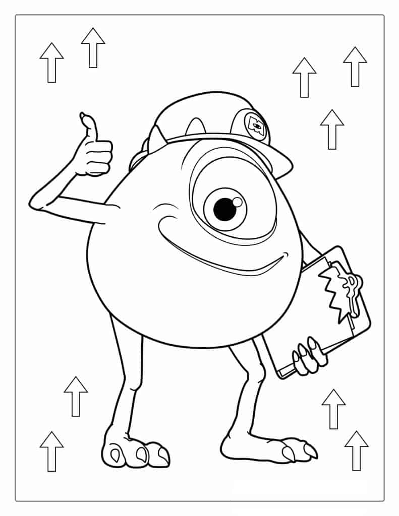 Smiling Mike Wazowski Holding a Clip Board