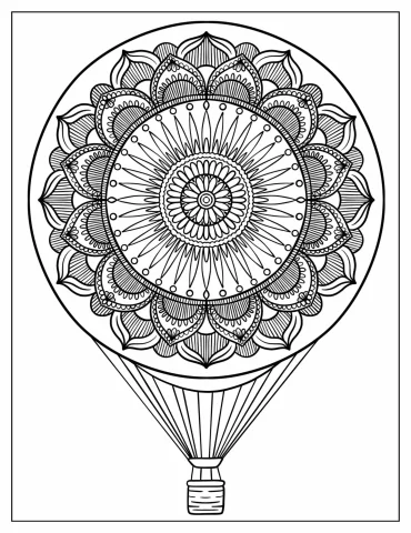 Zen Hot Air Balloon Mandala Coloring Sheet For Adults