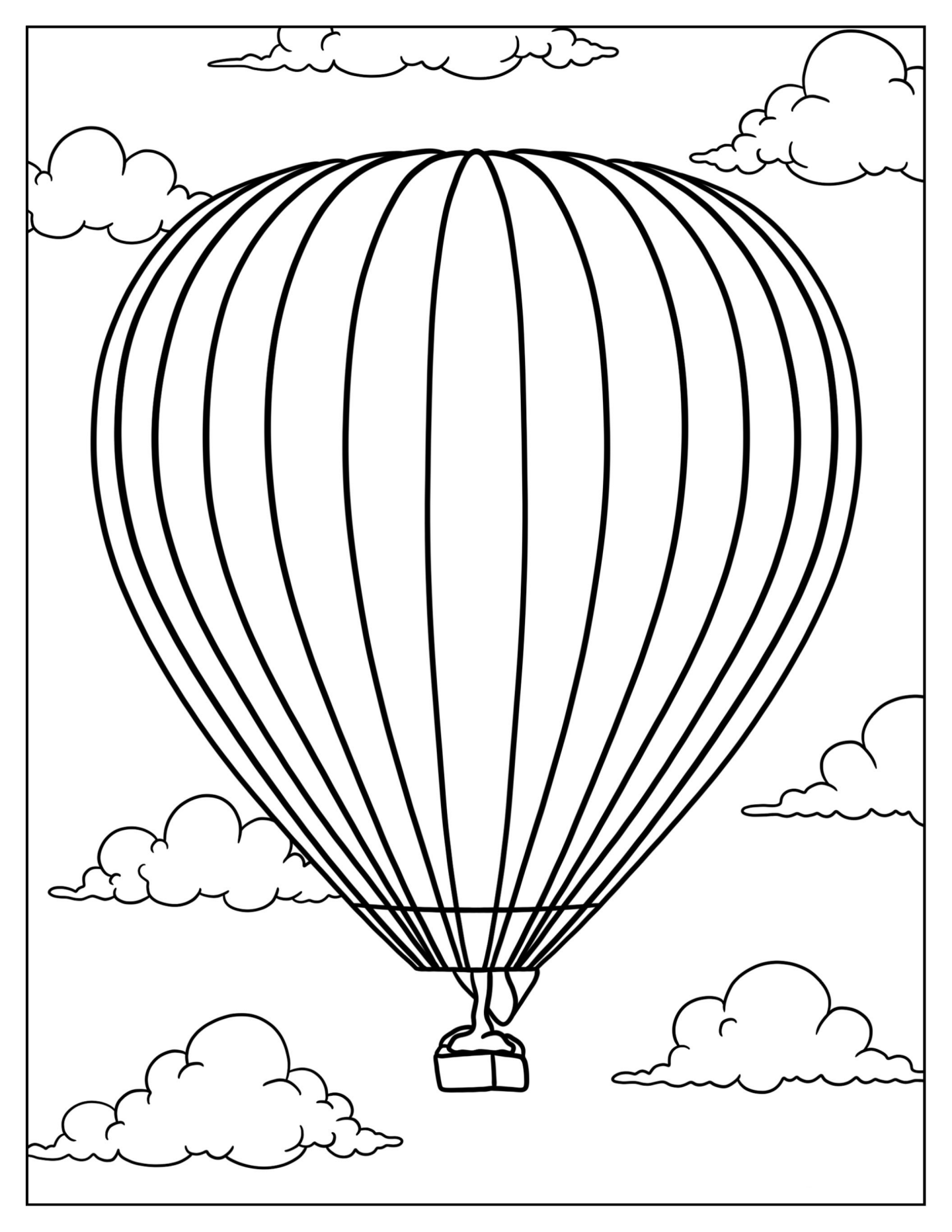 Large Hot Air Balloon Floating In Clouds