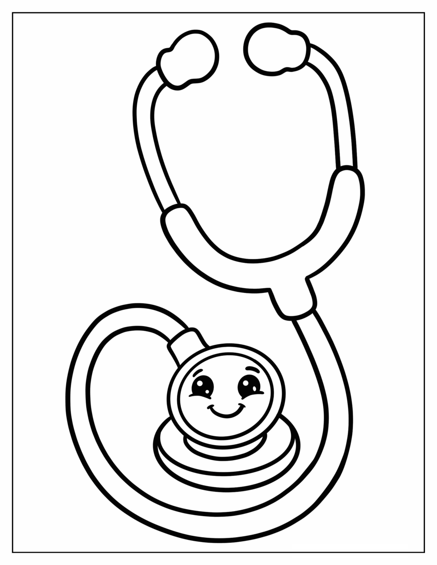 Easy Cartoon Stethoscope Coloring Page for Kids