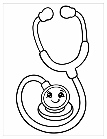Easy Cartoon Stethoscope Coloring Page for Kids