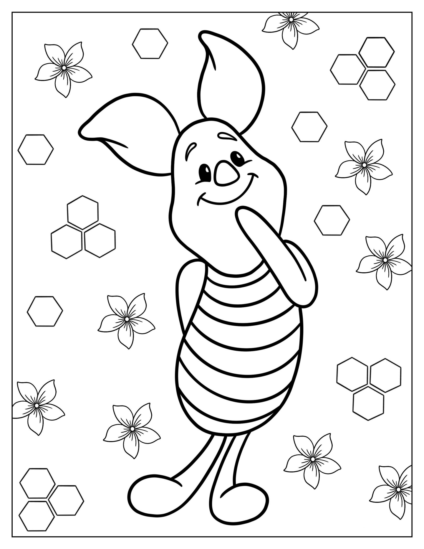 Cute Piglet Coloring Page For Kids