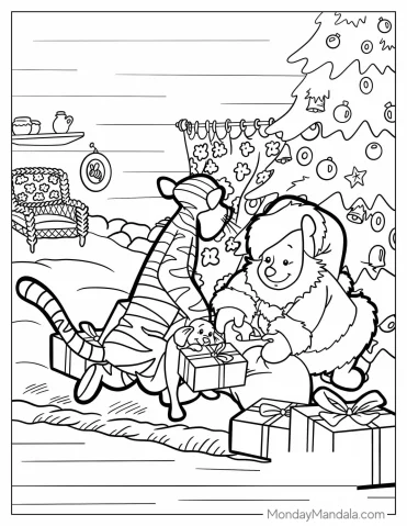 Pooh Dressed As Santa With Christmas Tree