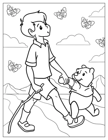 Winnie The Pooh And Christopher Robin Going On Adventures