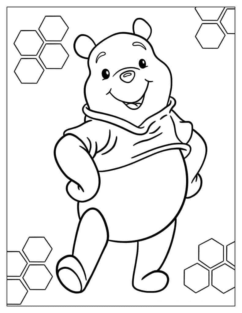 Easy Outline Of Winnie The Pooh To Color For Kids