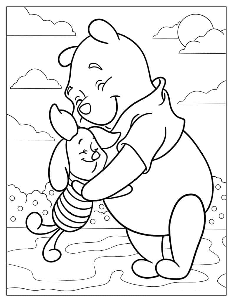 Winnie The Pooh And Piglet Coloring Sheet