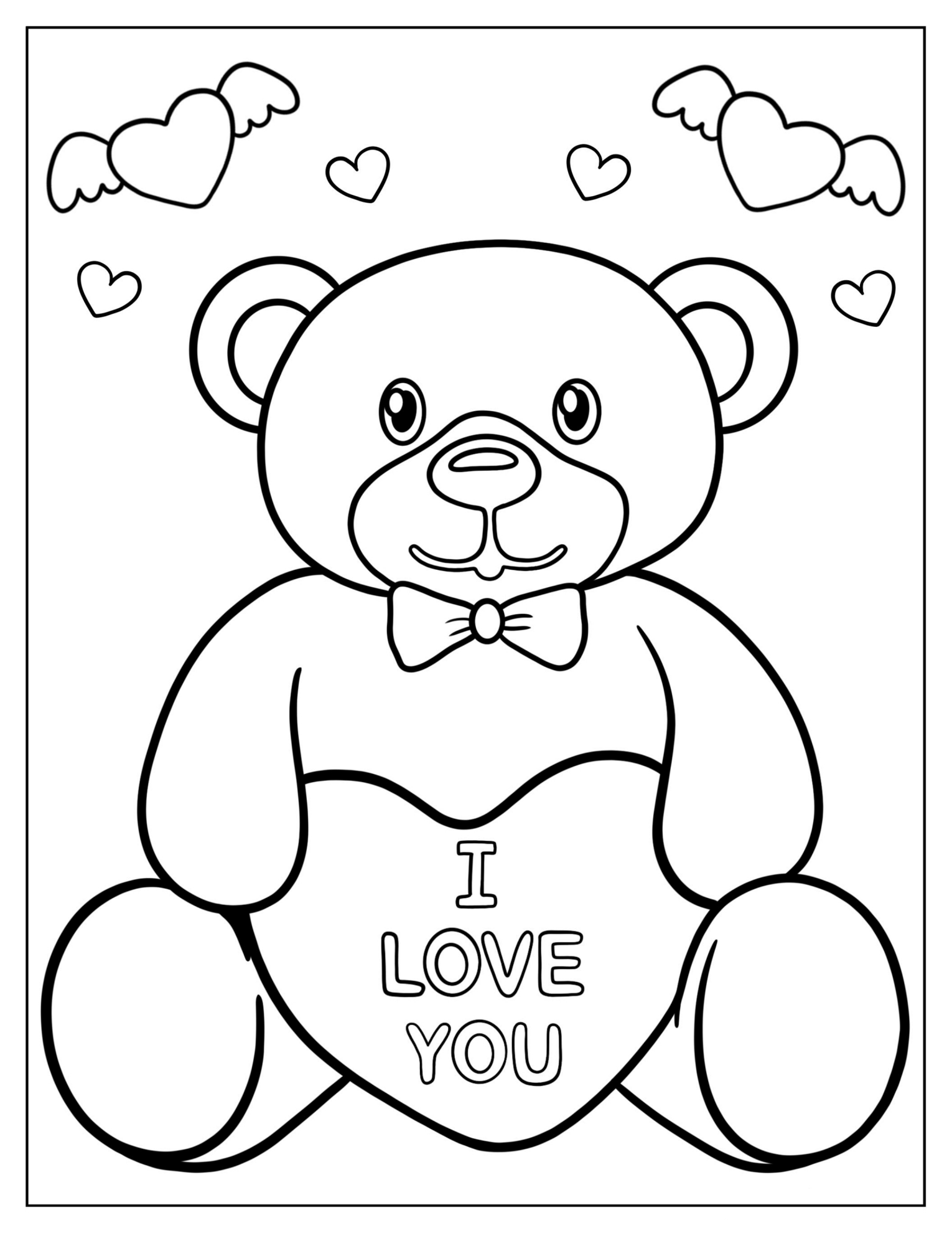 Cute Teddy Holding Heart With I Love You