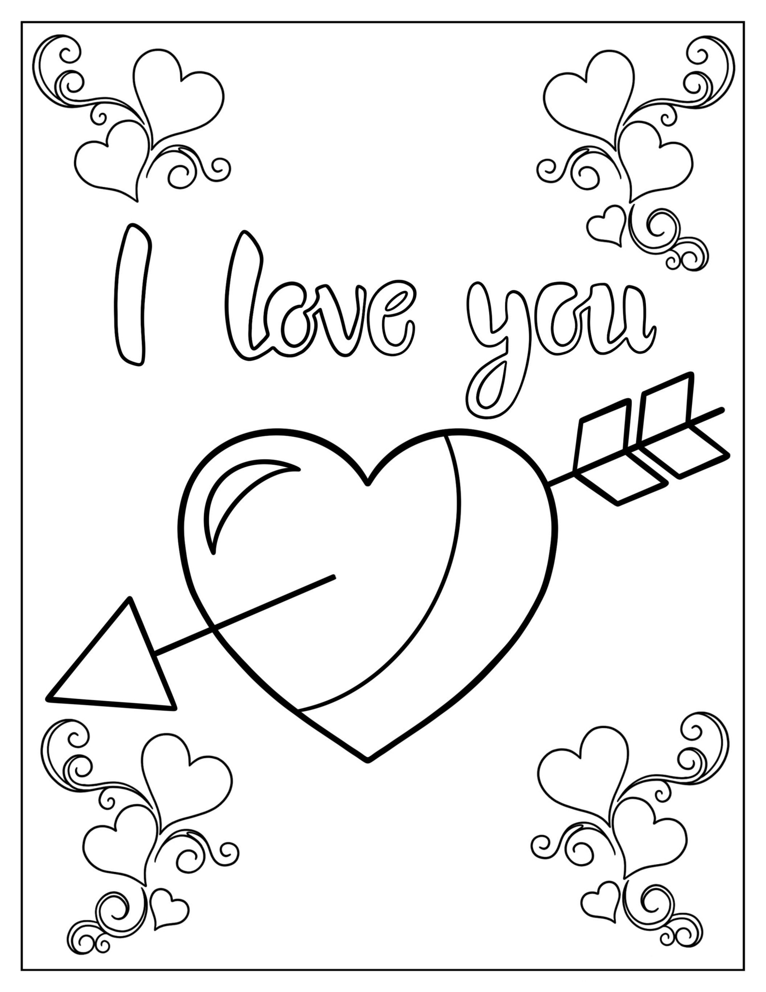 Arrow Going Through Heart To Color