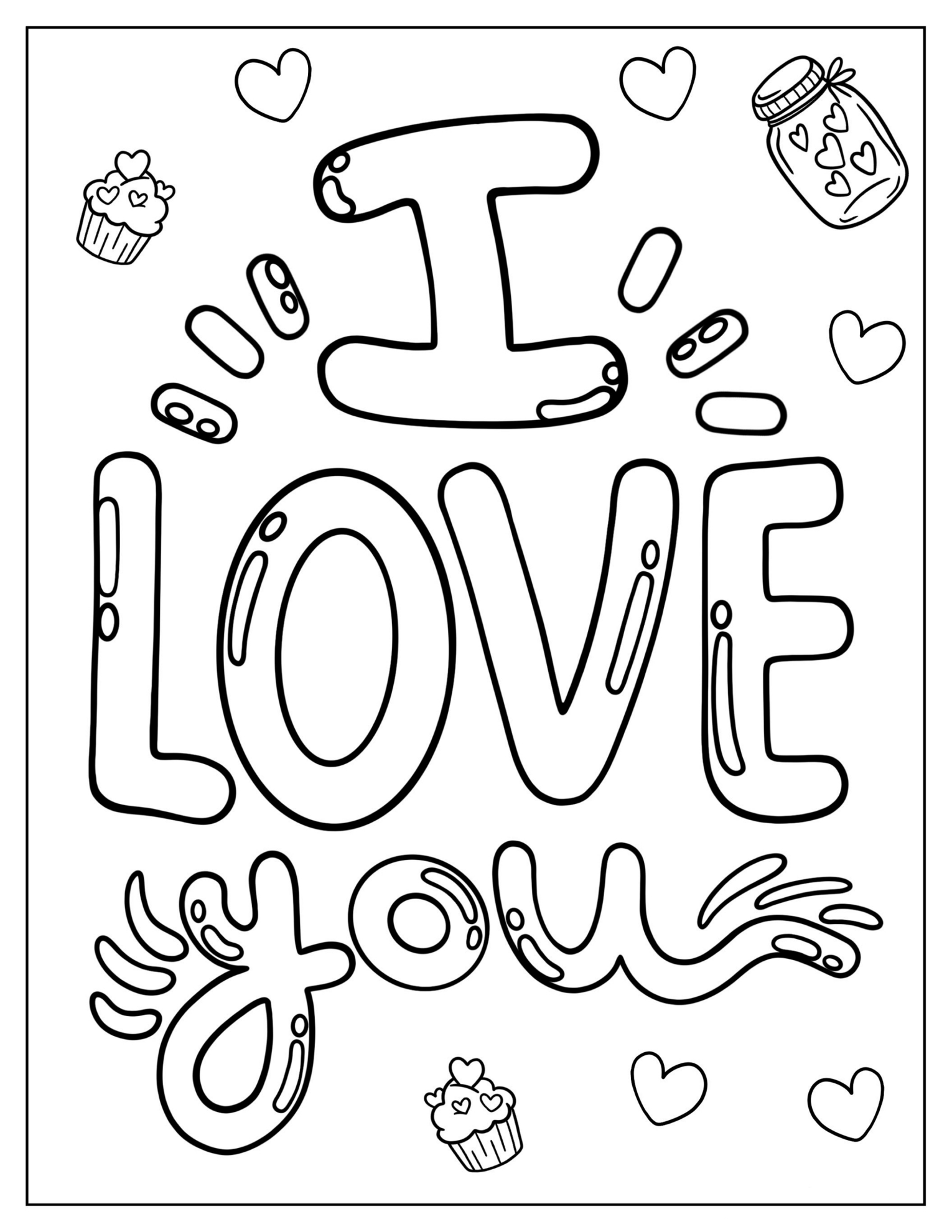 Large I Love You Text To Color