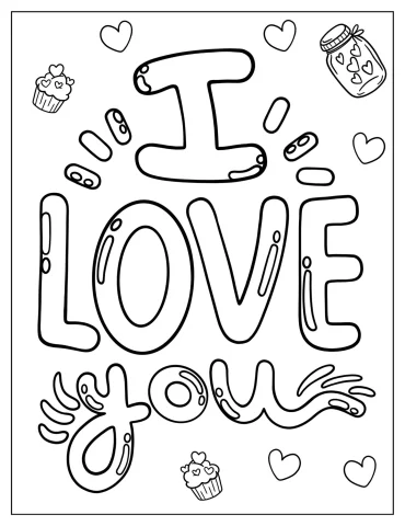 Large I Love You Text To Color