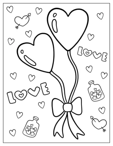 Love Heart Shaped Balloons To Color
