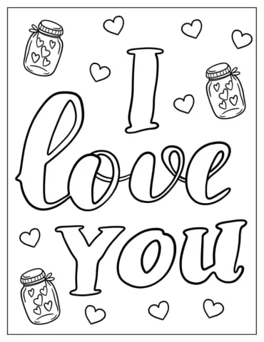 Cute I Love You Coloring Page For Kids
