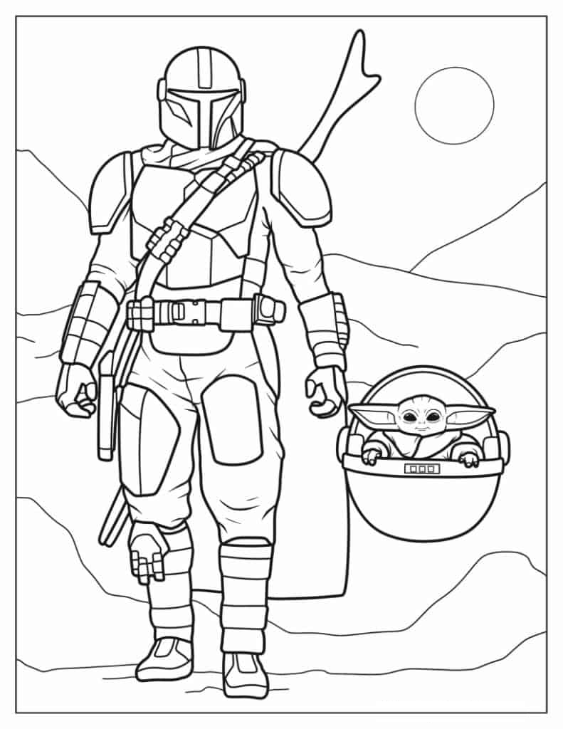 Mandalorian Walking With Baby Yoda