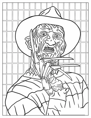 Freddie Krueger Halloween Coloring Page