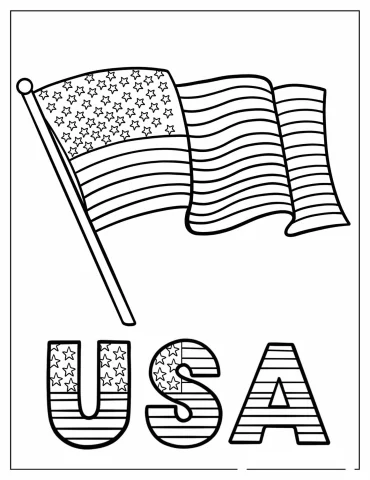 Easy Coloring Page of USA Flag