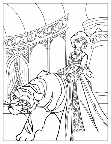 Princess Jasmine And Rajah To Color