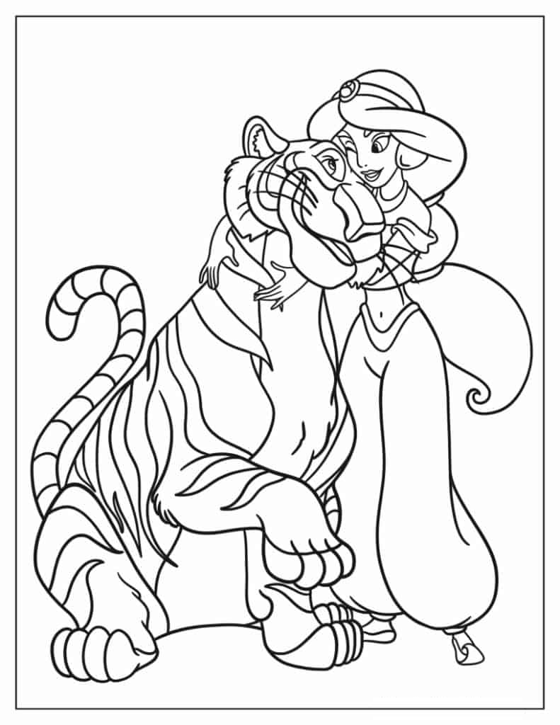 Easy Coloring Sheet Of Jasmine And Rajah