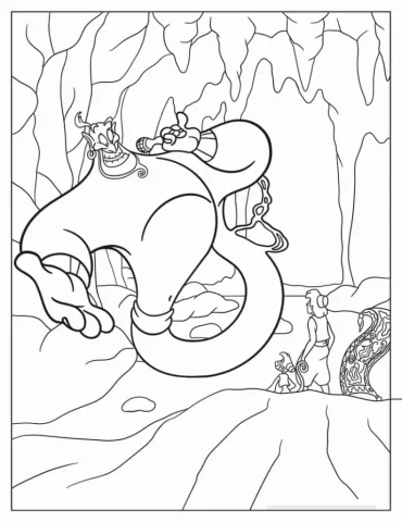 Genie Singing To Aladdin, Abu And Magic Carpet