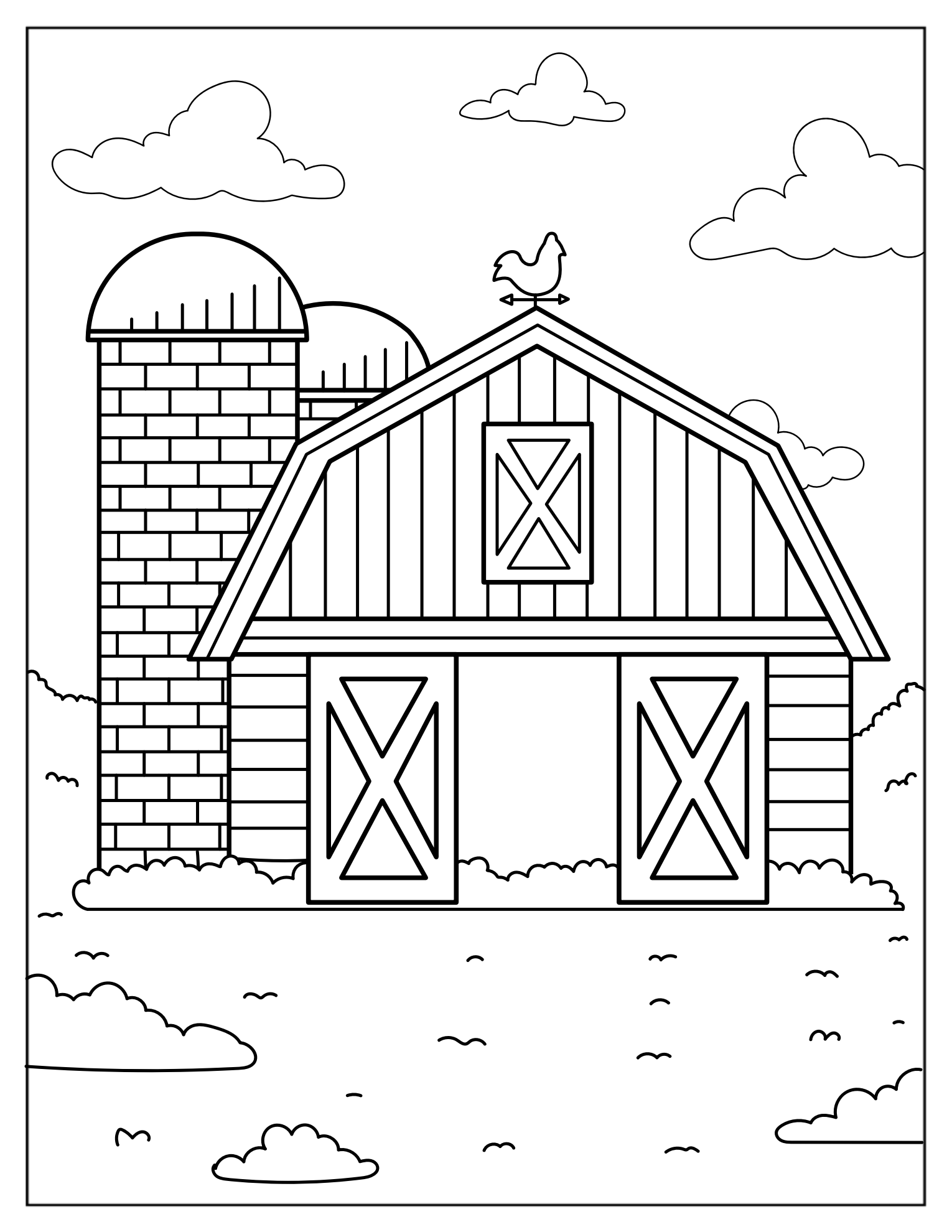 Detailed Farm Barn With Silo