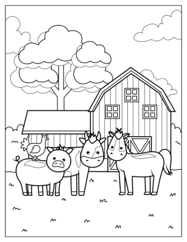 Various Farm Animals To Color For Kids