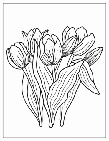 Kids Coloring Sheet Of Tulips