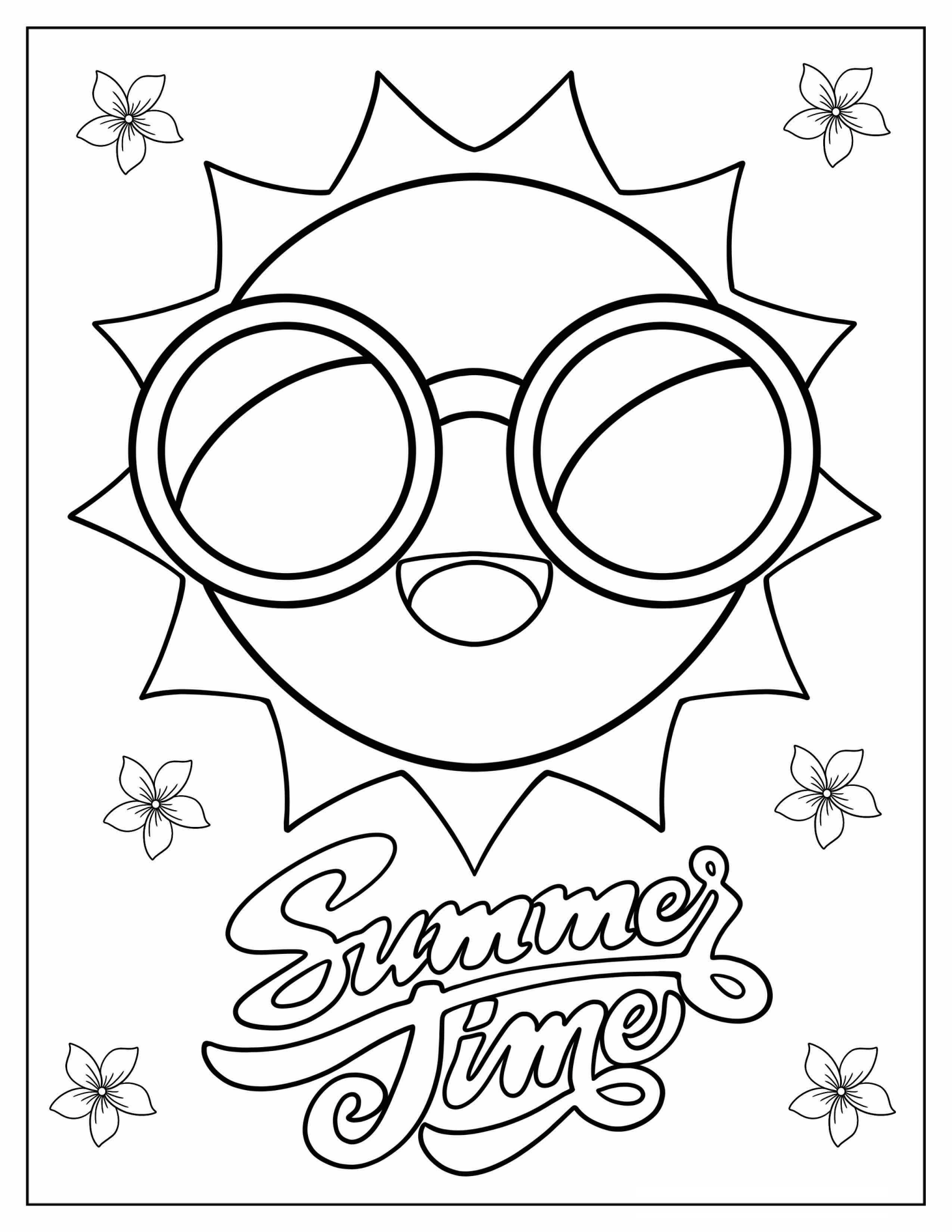 Summer Themed Sun To Color