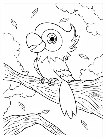 Coloring Sheet Of Cute Parrot For Preschoolers