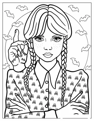 Realistic Wednesday Addams With Thing On Her Shoulder