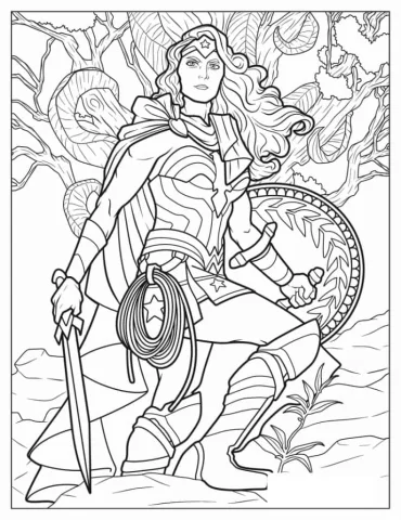 Intricate Wonder Woman Coloring Sheet