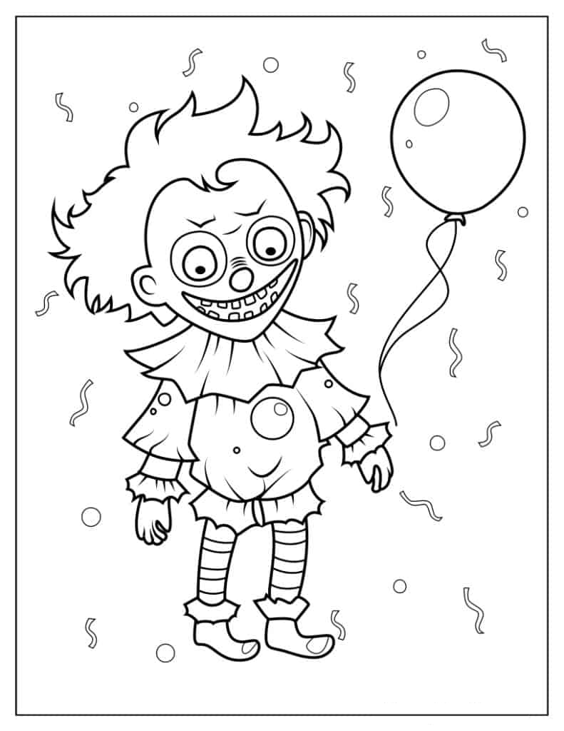 Simple Outline of Halloween Clown
