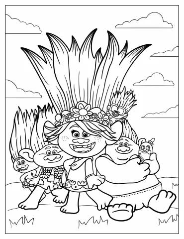 Poppy, Branch, Biggie, and Troll Friends