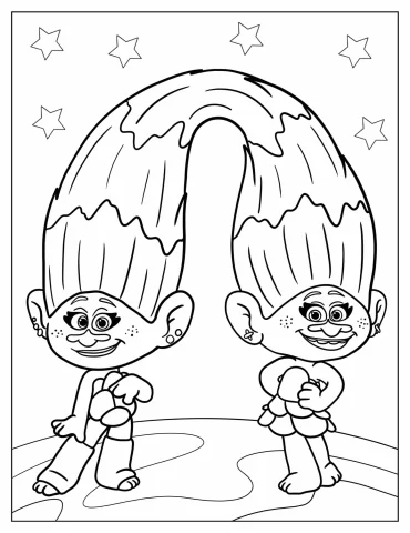 Satin and Chenille Trolls Coloring In for Preschoolers