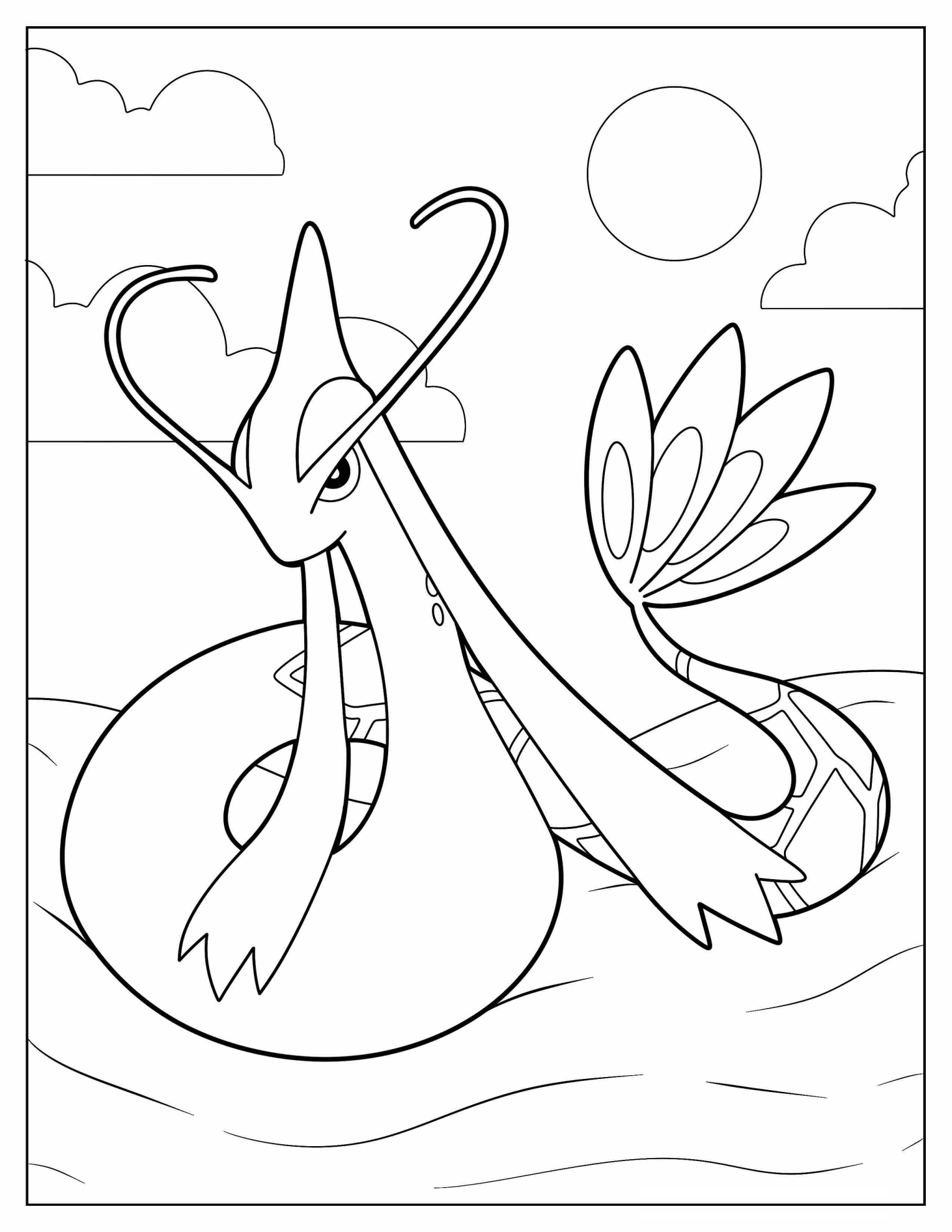 Milotic Traveling By Sea To Color