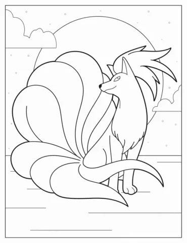 Ninetales In Front Of Full Moon Coloring Page