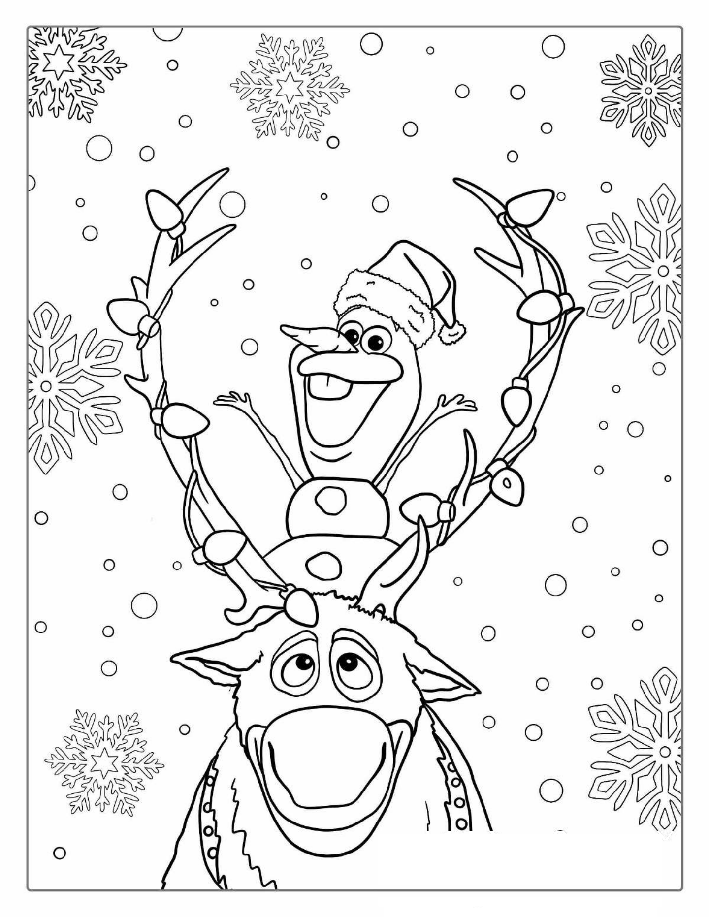 Olaf And Sven On Christmas Day Coloring Sheet