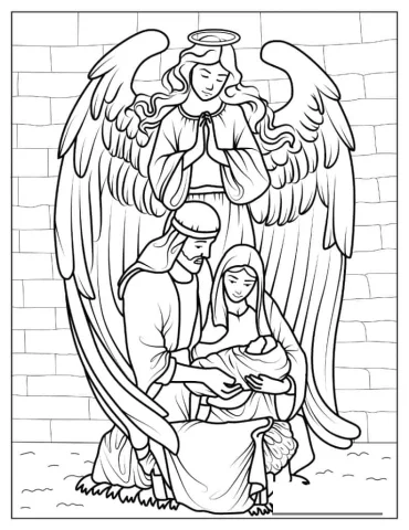 Christmas coloring page of Nativity With Angel