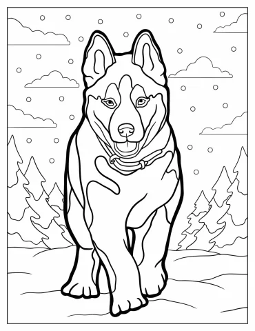Cute Husky Puppy To Color