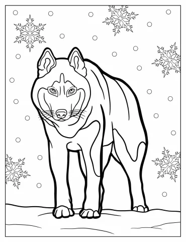 Fierce-Looking Husky To Color